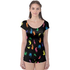 Hand And Footprints Boyleg Leotard 