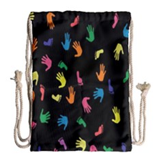 Hand And Footprints Drawstring Bag (large)