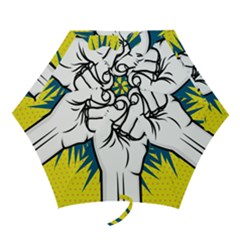 Hand Polka Dot Yellow Blue White Orange Sign Mini Folding Umbrellas