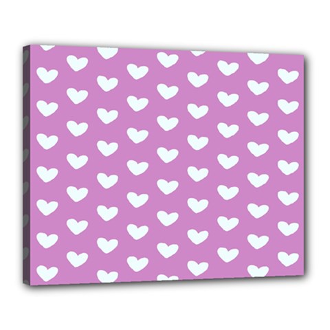 Heart Love Valentine White Purple Card Canvas 20  X 16 