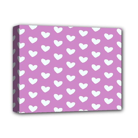 Heart Love Valentine White Purple Card Deluxe Canvas 14  X 11 