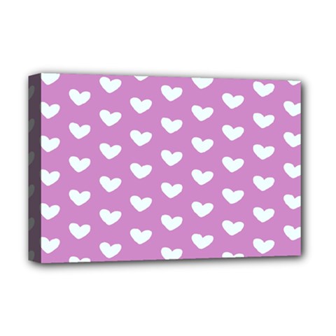 Heart Love Valentine White Purple Card Deluxe Canvas 18  X 12   by Mariart