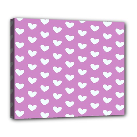 Heart Love Valentine White Purple Card Deluxe Canvas 24  X 20  