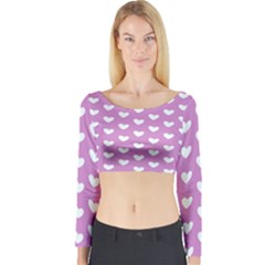 Heart Love Valentine White Purple Card Long Sleeve Crop Top by Mariart