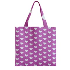 Heart Love Valentine White Purple Card Zipper Grocery Tote Bag