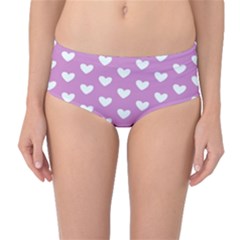 Heart Love Valentine White Purple Card Mid-waist Bikini Bottoms by Mariart