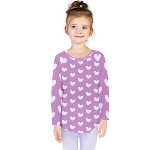 Heart Love Valentine White Purple Card Kids  Long Sleeve Tee by Mariart