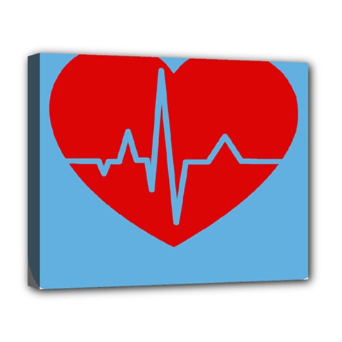 Heartbeat Health Heart Sign Red Blue Deluxe Canvas 20  X 16   by Mariart