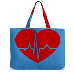 Heartbeat Health Heart Sign Red Blue Zipper Mini Tote Bag by Mariart