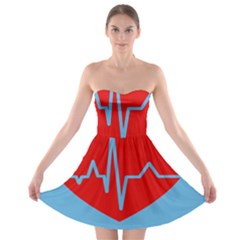 Heartbeat Health Heart Sign Red Blue Strapless Bra Top Dress by Mariart