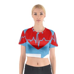 Heartbeat Health Heart Sign Red Blue Cotton Crop Top by Mariart