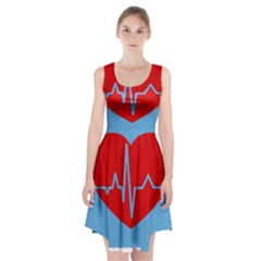 Heartbeat Health Heart Sign Red Blue Racerback Midi Dress by Mariart