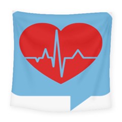 Heartbeat Health Heart Sign Red Blue Square Tapestry (large) by Mariart