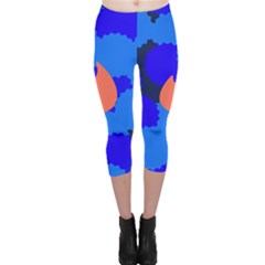 Image Orange Blue Sign Black Spot Polka Capri Leggings  by Mariart