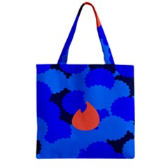Image Orange Blue Sign Black Spot Polka Zipper Grocery Tote Bag