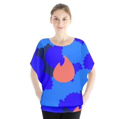 Image Orange Blue Sign Black Spot Polka Blouse by Mariart