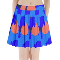 Image Orange Blue Sign Black Spot Polka Pleated Mini Skirt