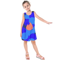 Image Orange Blue Sign Black Spot Polka Kids  Sleeveless Dress
