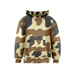 Initial Camouflage Camo Netting Brown Black Kids  Pullover Hoodie