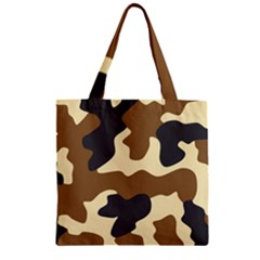 Initial Camouflage Camo Netting Brown Black Zipper Grocery Tote Bag