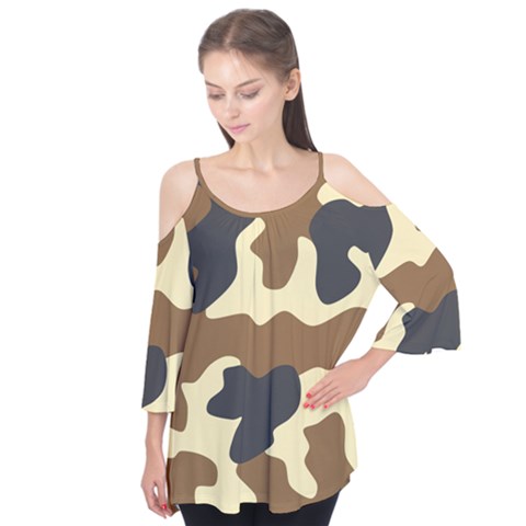Initial Camouflage Camo Netting Brown Black Flutter Tees by Mariart