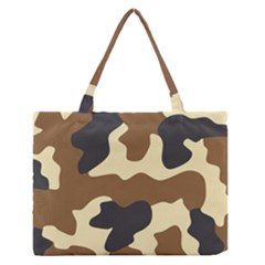 Initial Camouflage Camo Netting Brown Black Medium Zipper Tote Bag