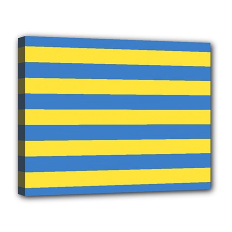 Horizontal Blue Yellow Line Canvas 14  X 11  by Mariart