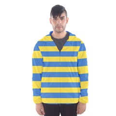 Horizontal Blue Yellow Line Hooded Wind Breaker (men)