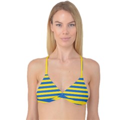 Horizontal Blue Yellow Line Reversible Tri Bikini Top by Mariart
