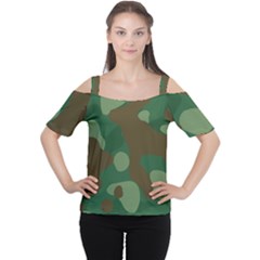 Initial Camouflage Como Green Brown Women s Cutout Shoulder Tee
