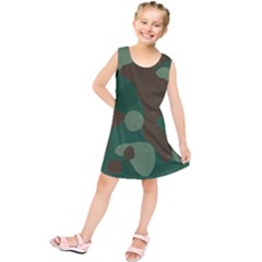Initial Camouflage Como Green Brown Kids  Tunic Dress