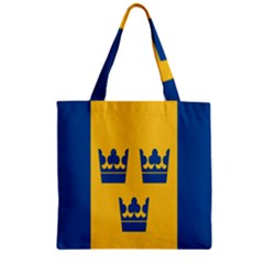 King Queen Crown Blue Yellow Zipper Grocery Tote Bag