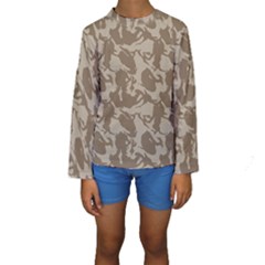 Initial Camouflage Brown Kids  Long Sleeve Swimwear