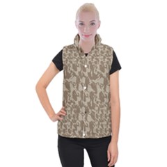 Initial Camouflage Brown Women s Button Up Puffer Vest