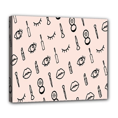 Makeup Tools Eye Mirror Pink Lip Deluxe Canvas 24  X 20   by Mariart