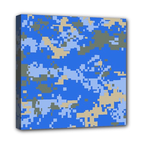 Oceanic Camouflage Blue Grey Map Mini Canvas 8  X 8  by Mariart