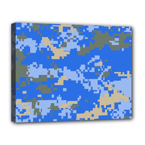 Oceanic Camouflage Blue Grey Map Canvas 14  X 11  by Mariart