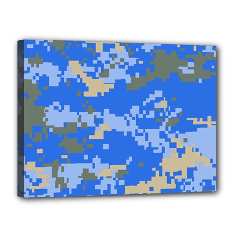 Oceanic Camouflage Blue Grey Map Canvas 16  X 12 