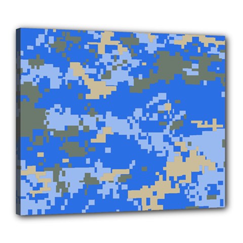 Oceanic Camouflage Blue Grey Map Canvas 24  X 20  by Mariart