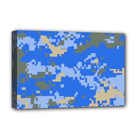Oceanic Camouflage Blue Grey Map Deluxe Canvas 18  X 12  
