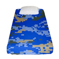 Oceanic Camouflage Blue Grey Map Fitted Sheet (single Size)