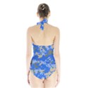 Oceanic Camouflage Blue Grey Map Halter Swimsuit View2