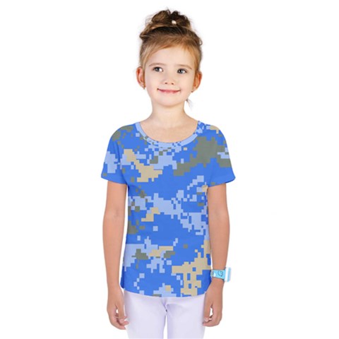 Oceanic Camouflage Blue Grey Map Kids  One Piece Tee by Mariart