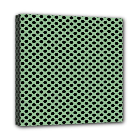 Polka Dot Green Black Mini Canvas 8  X 8  by Mariart