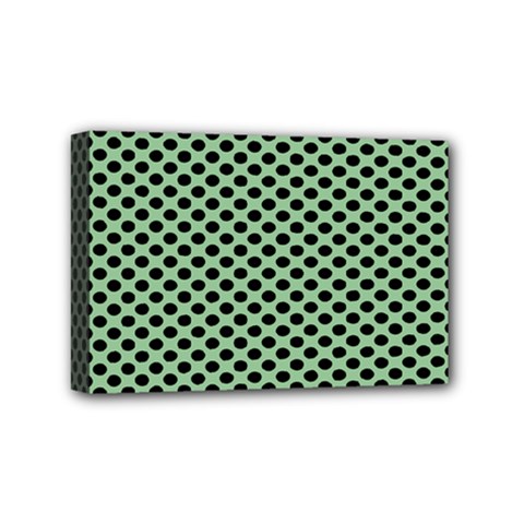 Polka Dot Green Black Mini Canvas 6  X 4  by Mariart