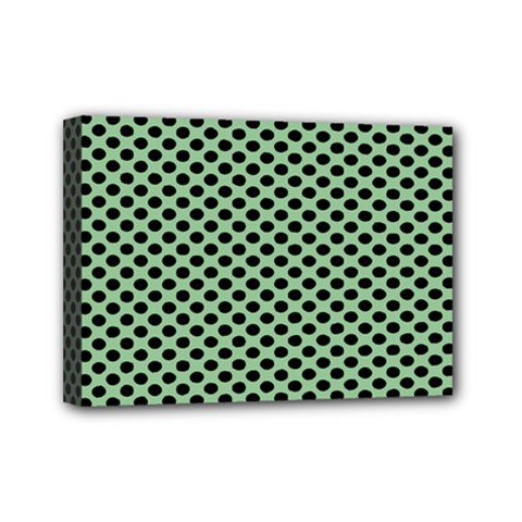 Polka Dot Green Black Mini Canvas 7  X 5  by Mariart