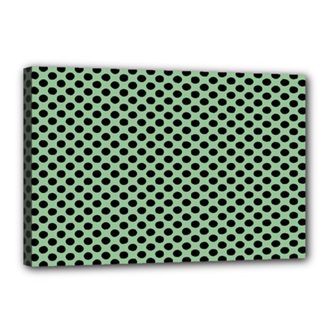 Polka Dot Green Black Canvas 18  X 12  by Mariart