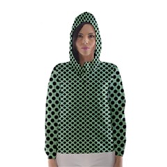 Polka Dot Green Black Hooded Wind Breaker (women) by Mariart