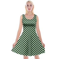 Polka Dot Green Black Reversible Velvet Sleeveless Dress