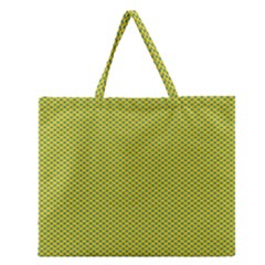 Polka Dot Green Yellow Zipper Large Tote Bag